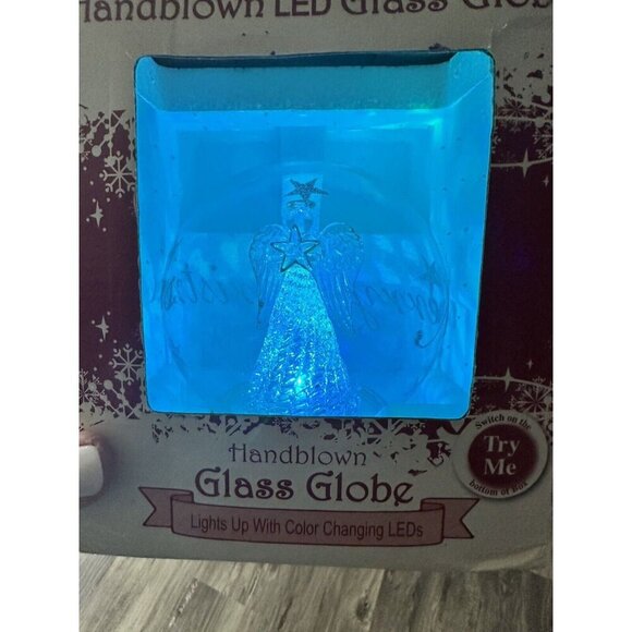 Christmas Hand Blown Glass Angel Nativity Snow Globe Color Change LED Lights NEW - Picture 6 of 8